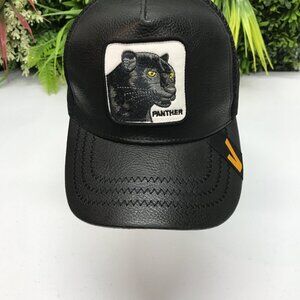 Leather Panther Trucker Hat Snapback like new